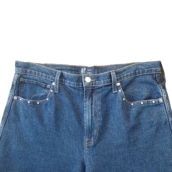 Gap High Rise Studded Barrel Jeans Dark Wash Ankle – 12 Short - Picture 4 of 9